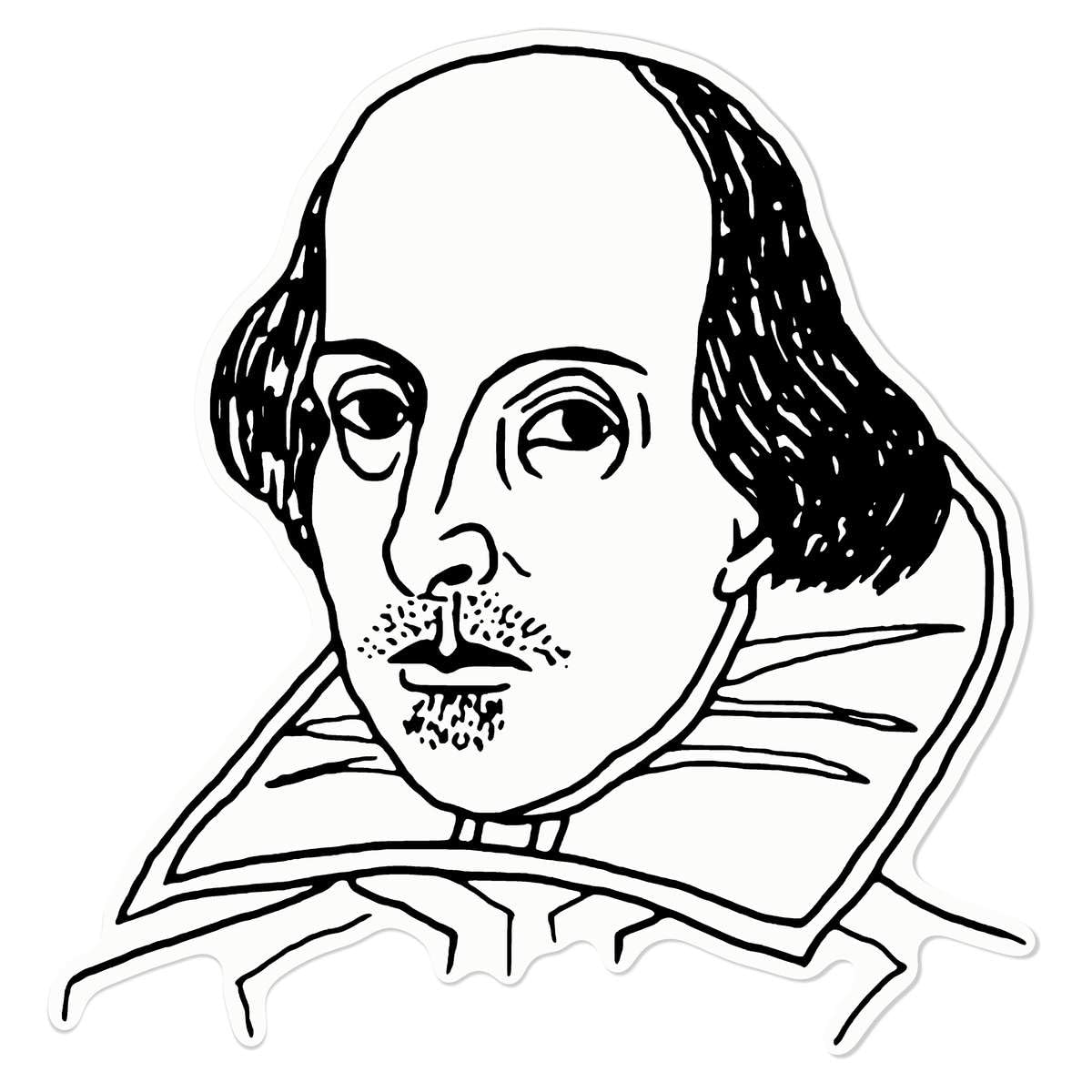 Azeeda Medium 210mm 'Shakespeare Portrait' Clear Static Window Cling Sticker/Decal (Black) (WC00053483)