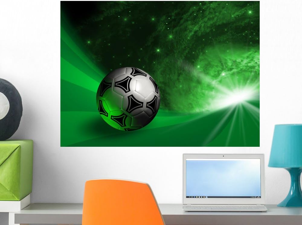 Wallmonkeys Futuristic with Soccer Ball Wall Mural Peel and