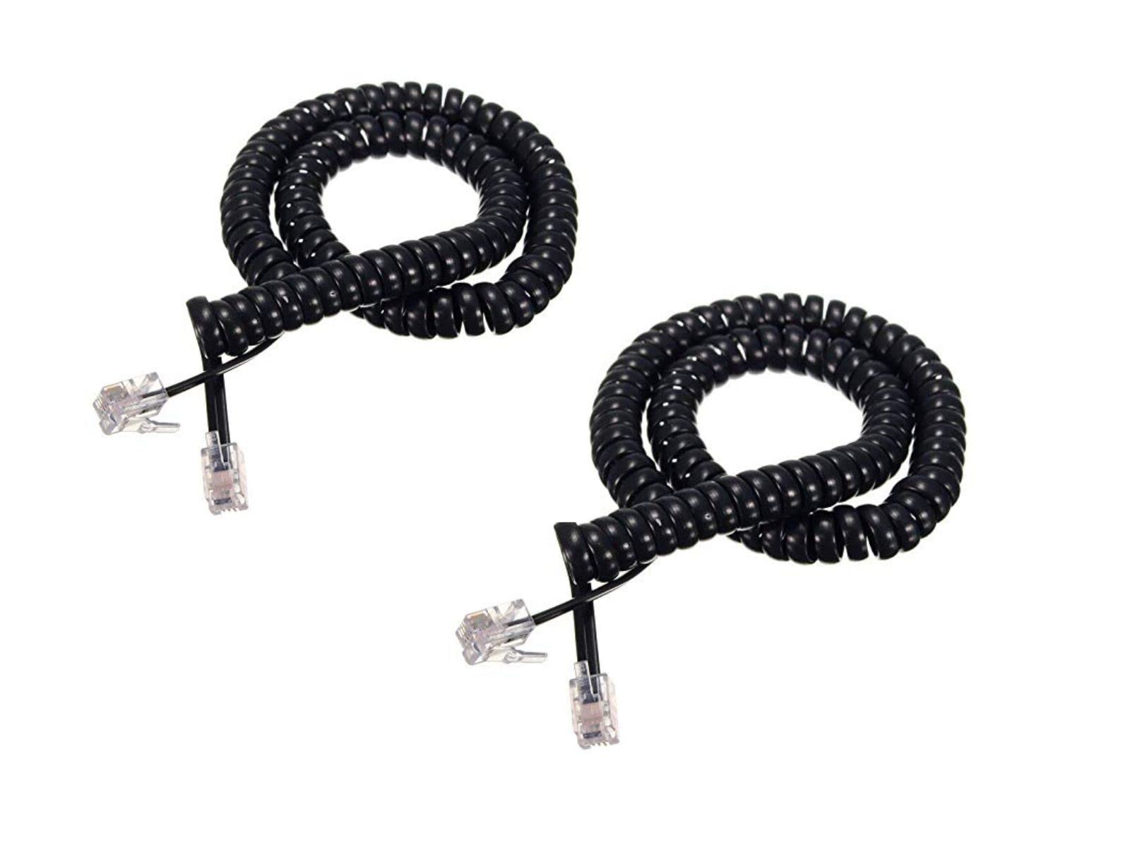 Prometeo Electronics [Confezione Da 2] Cavo Telefonico A Spirale 2,1mt Ricambio Per Cornetta Colore Nero RJ9 4P4C - Foto 7
