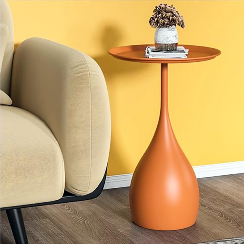 Small End Table Round Side Tables Living Room, Metal Coffee Accent Table | Boho Decor Drink Table, Modern Bedside Nightstand for Bedroom, Mid Century Sofa Table for Couch Outdoor Patio Yard Balcony