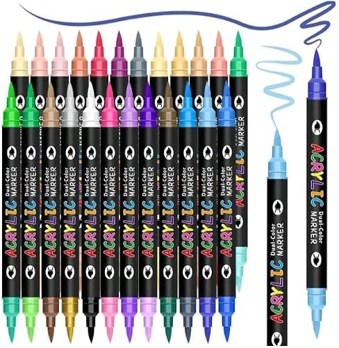 24Dual Tip Acrylic Art Paint Markers 48 Colour Multisurface Craft Scrapbook