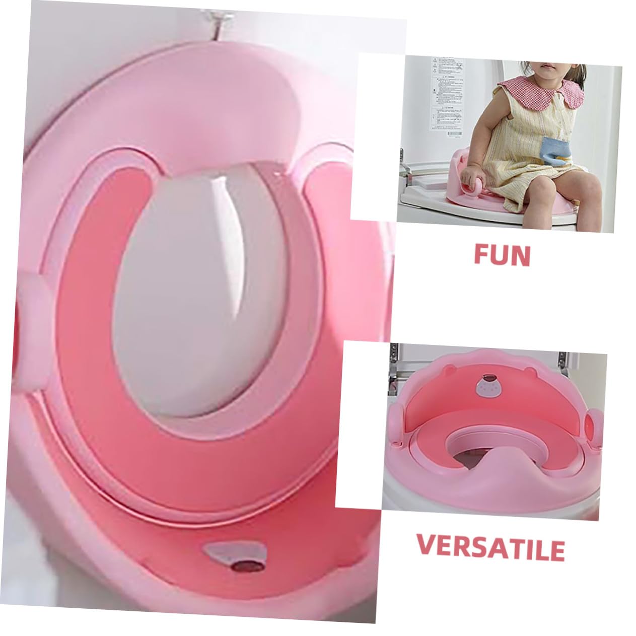 Potty Training Seat with TPE Cushion and Non-Slip Design Removable Ladder for Lion-Themed Pink Toilet Trainer for Boys and Easy-Clean Toilet Seat