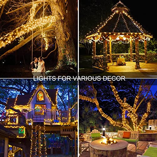 Jmexsuss 2 Pack Warm White Solar String Lights Outdoor Waterproof, Each 100 Led 42.7Ft Solar Christmas Lights, 8 Modes Twinkle Mini Lights For Gardens, Wedding, Party, Tree, Xmas, Outside Decoration #TOP5