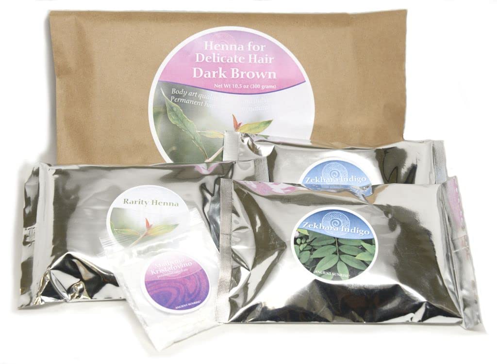 Ancient Sunrise Henna for Hair dark brown henna hair color for delicate and 4C type hair