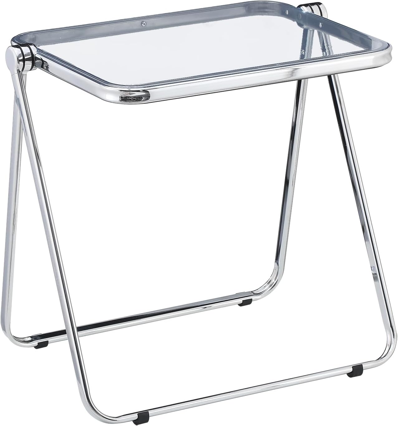 KAIHAOWIN Folding TV Tray Table Clear Acrylic Foldable Table No Assembly Required Tiny Desk for Home Office Side Table Small Computer Desk for Small Spaces-Clear