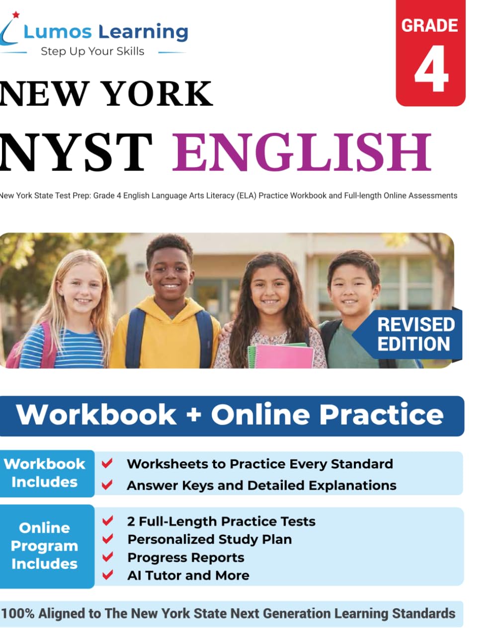 New York State Test Prep: Grade 4 English Language Arts Literacy (ELA) Practice Workbook and Full-length Online Assessments: NYST Study Guide (NYST by