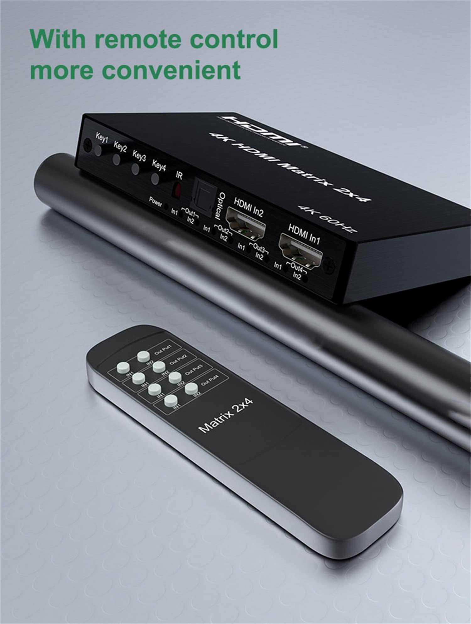 4K HDMI Matrix 2X4,4K 60Hz HDMI Matrix 2x4 Per Dolby HDMI Splitter Switch 2 In 4 out 4K 60Hz Matrix hdmi Interruttore Con Audio R/L Per PC a TV Monitor (2X4)