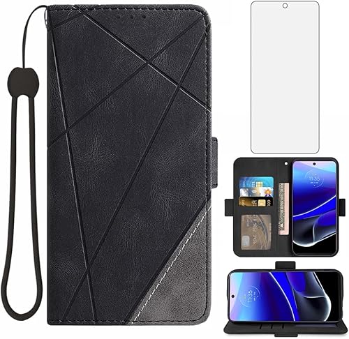 Asuwish Funda compatible con Moto G Stylus 2022 4G y protector de pantalla de vidrio templado, tarjetero de cuero, accesorios para celular, funda