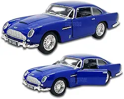 Miniatura de carro Aston Martin DB5 Escala 1/38 em Metal, abertura de portas, em metal, com fricção, carrinho de ferro colecionável 12 CM de comprimento (Azul)