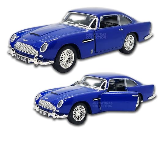 Miniatura de carro Aston Martin DB5 Escala 1/38 em Metal, abertura de portas, em metal, com fricção, carrinho de ferro colecionável 12 CM de comprimento (Azul)