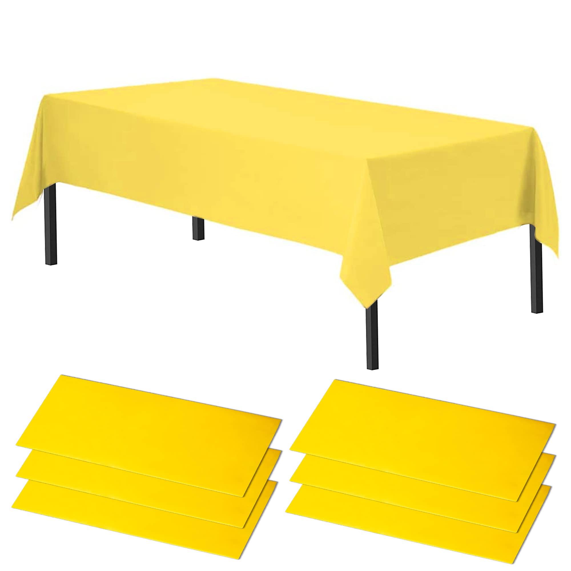 Time to Sparkle 6 Pack Plastic Tablecloths 54" x 108" Plastic Dining Table Cloth Premium Rectangle Table Cover for Parties Wedding Banquet etc Indoor Or Outdoor(Yellow) โ image 1