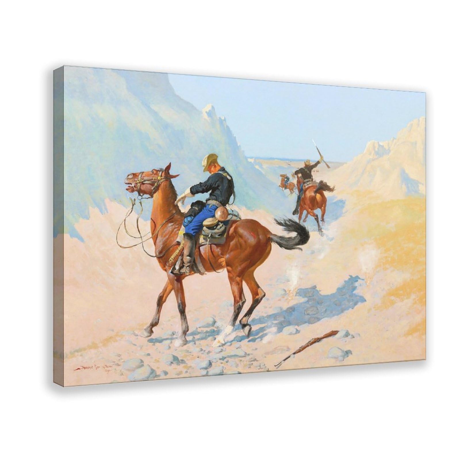 DFJyjFGJJ Frederic Remington,The Advance-Guard, Or The Military Sacrifice, The Ambush Canvas Posters Wall Art Bedroom Office Room Decor Gift 20" L X 30" W