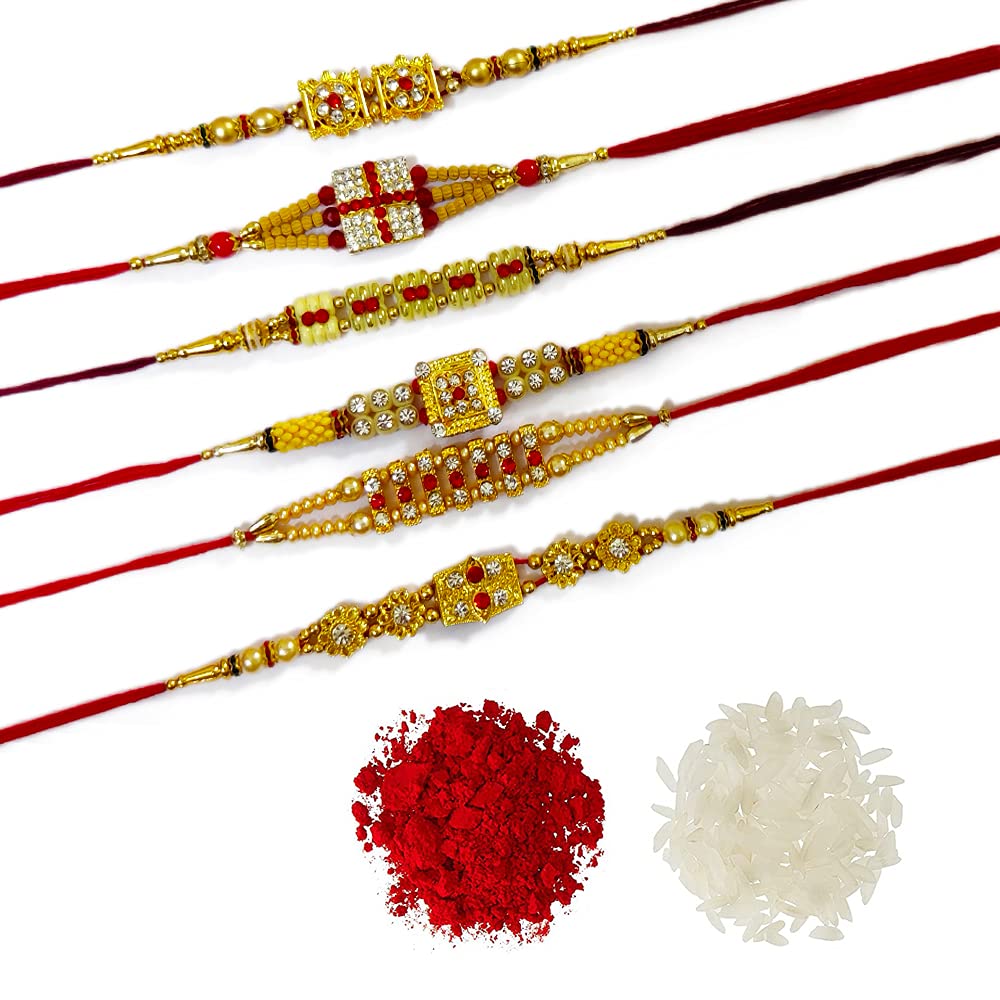 Avanti Creations Designer Bracelet Rakhi For Rakshabandhan With Roli Chawal Set Of 6 (Pattern-80-81-102-103-105-110) (B099KQJYLH) Amazon Price History, Amazon Price Tracker