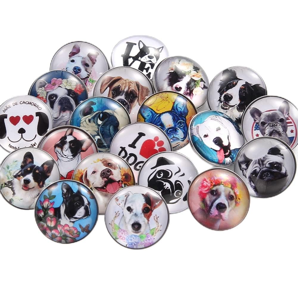 Breloques chien interchangeables en verre bombé de 18 mm
