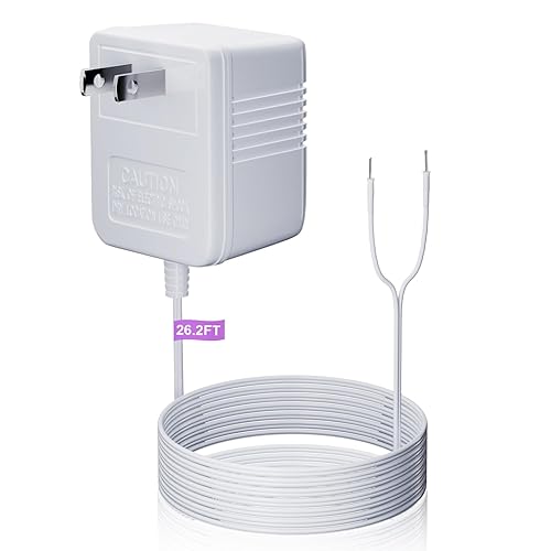 Adaptador transformador de timbre de 24 V, termostato adaptador de cable C, fuente de alimentación de 26 pies (315 pulgadas) de largo, compatible