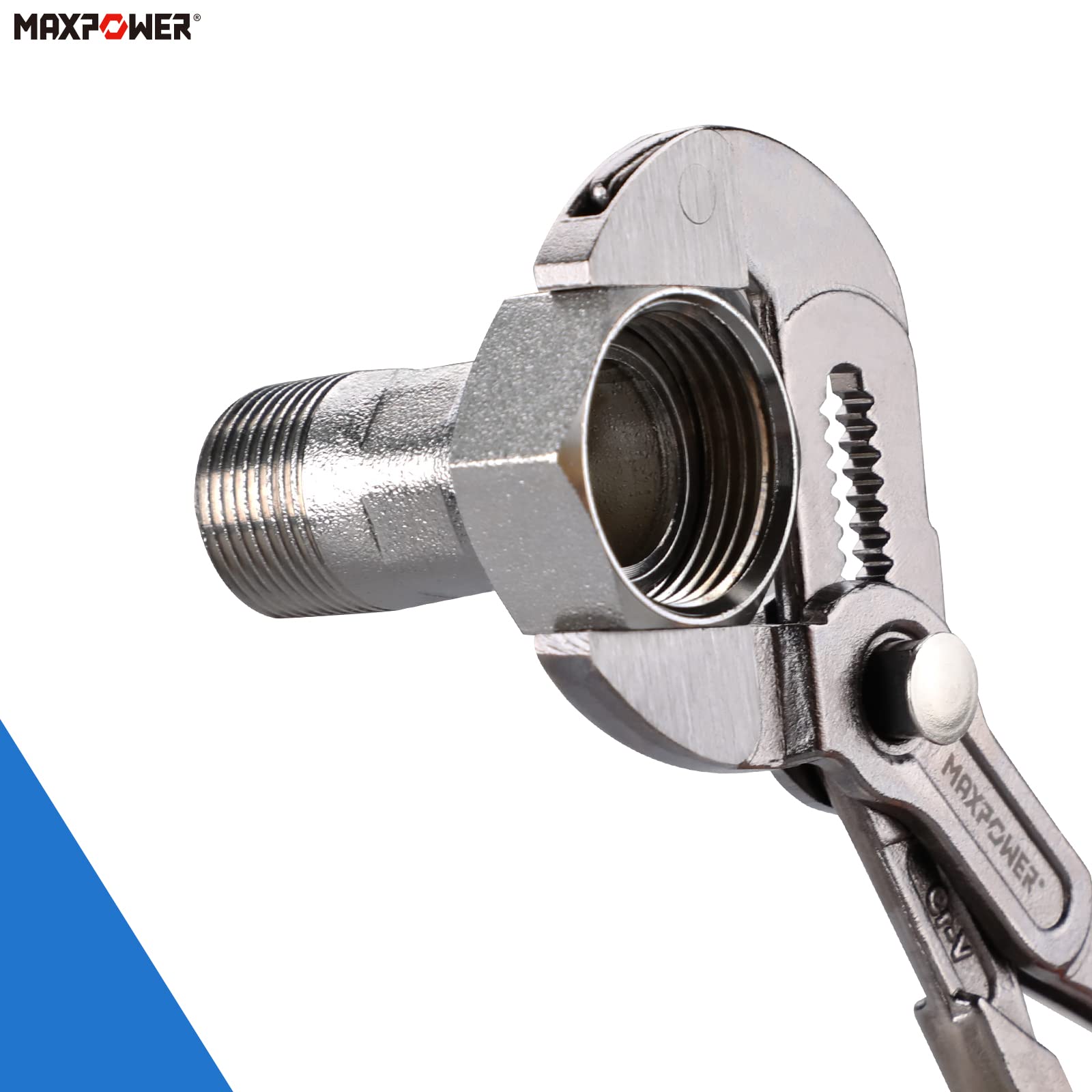 MAXPOWER 250 mm, pince multiprise 2 en 1, clé multiple, largeur de mâchoire max 80 mm, réglage fin par simple pression d'un bouton, acier CR-V, Pince-clé