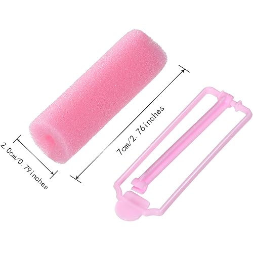 Miniatura 4 de Zhehao 36 rodillos de esponja para el cabello, pequeños rodillos de espuma rosa sin calor para cabello corto y largo, rizador de peluquería flexible