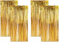 Cortina Metalizada Kit com 4 Peças para Festas Aniversários e Painéis de Fotos Decoração de Eventos (Dourado)