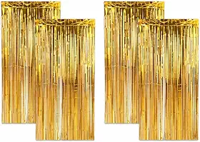 Cortina Metalizada Kit com 4 Peças para Festas Aniversários e Painéis de Fotos Decoração de Eventos (Dourado)
