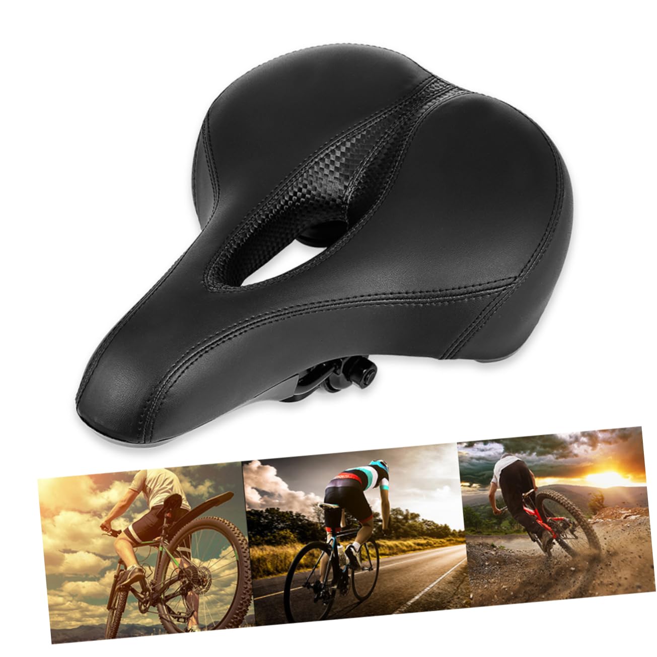 Yardwe de et pour Extérieur Chocs Intégrée Usage Les Lumière Selle Confortable en Cuir Noir avec Protection Vélo VTT sur