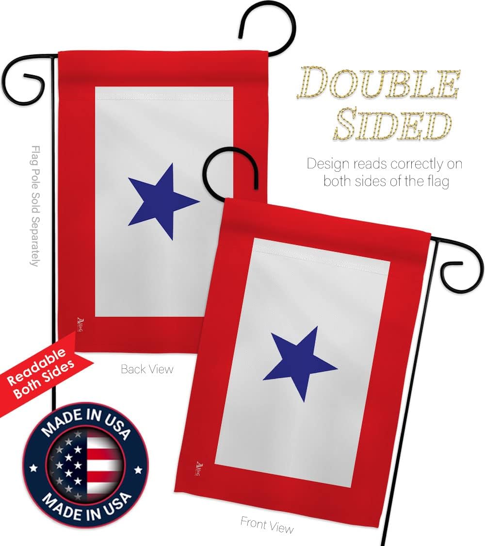 Blue Star Flag For Military Family Deployment With Pole Set Stand Outside House Bandera Door Yard Post Home Taprstry Wall Grave Decorations For Cemetery Service Porch Decor Memorial Veteran Day Gifts