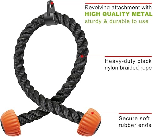 Miniatura 7 de SELEWARE Accesorios para tríceps LAT Pulldown Accesorios de entrenamiento para gimnasio en casa con agarre de goma suave antideslizante, accesorios