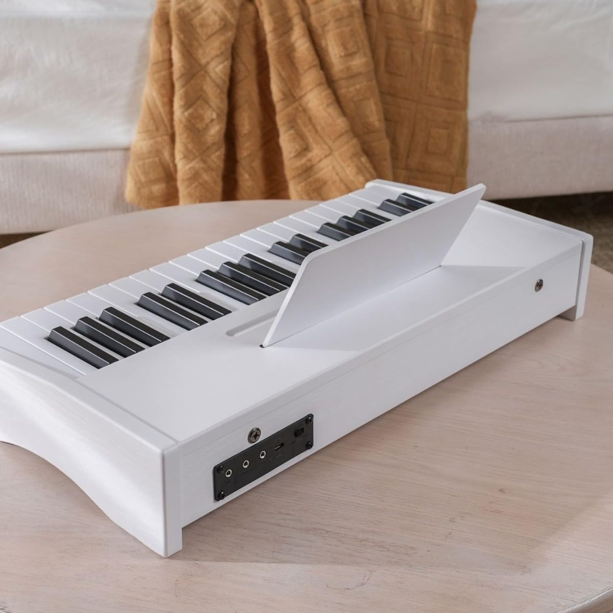 多機能な家庭用木製ミニピアノ/子供用電子キーボード玩具。25鍵盤/37鍵盤（オプション）付き。譜面台、マイク、頑丈な構造が付属。親子