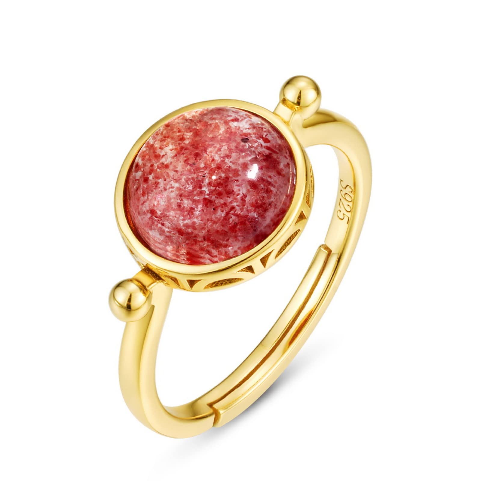 Anello Regolabile In Argento Sterling 925 Con Malachite Di Cristallo Naturale Da 9 * 9 Mm Per Donna,Rosso