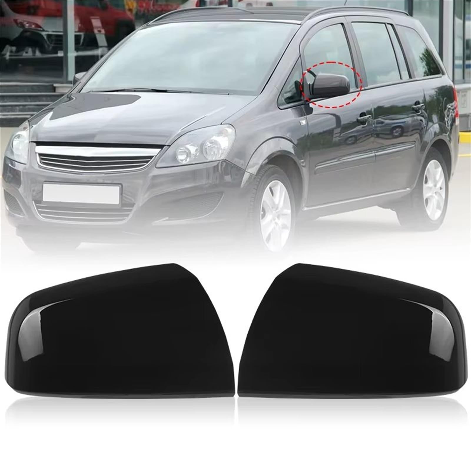 Obudowa wsteczna, osłona na drzwi, przednie boczne lusterko, zamiennik do Vauxhall do Zafira B 2009, 2010, 2011, 2012, 2013, 2014, czarno-białe, z włókna węglowego, osłona lusterka bocznego (1 para