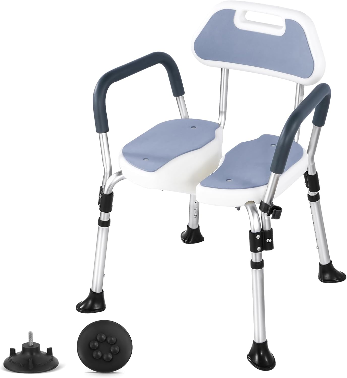 Shower Chair with Arms and Back, Foldable Shower Seat for Inside Shower, Portable Bathtub Chair for Disabled Seniors Pregnant Women, Heavy Duty Collapsible Bath Chair, 400 lbs (Grey)