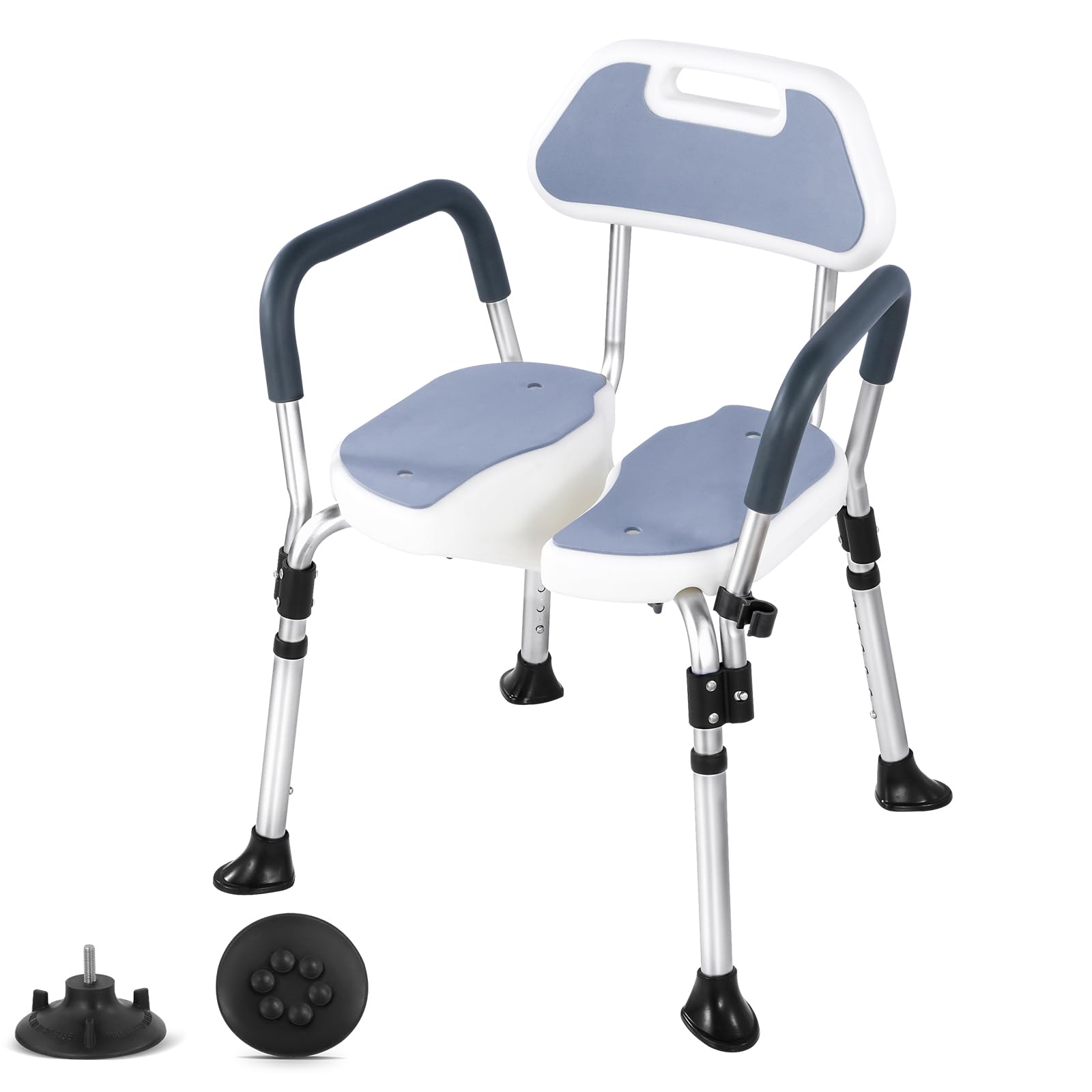 Shower Chair with Arms and Back, Foldable Shower Seat for Inside Shower, Portable Bathtub Chair for Disabled Seniors Pregnant Women, Heavy Duty Collapsible Bath Chair, 400 lbs (Grey)