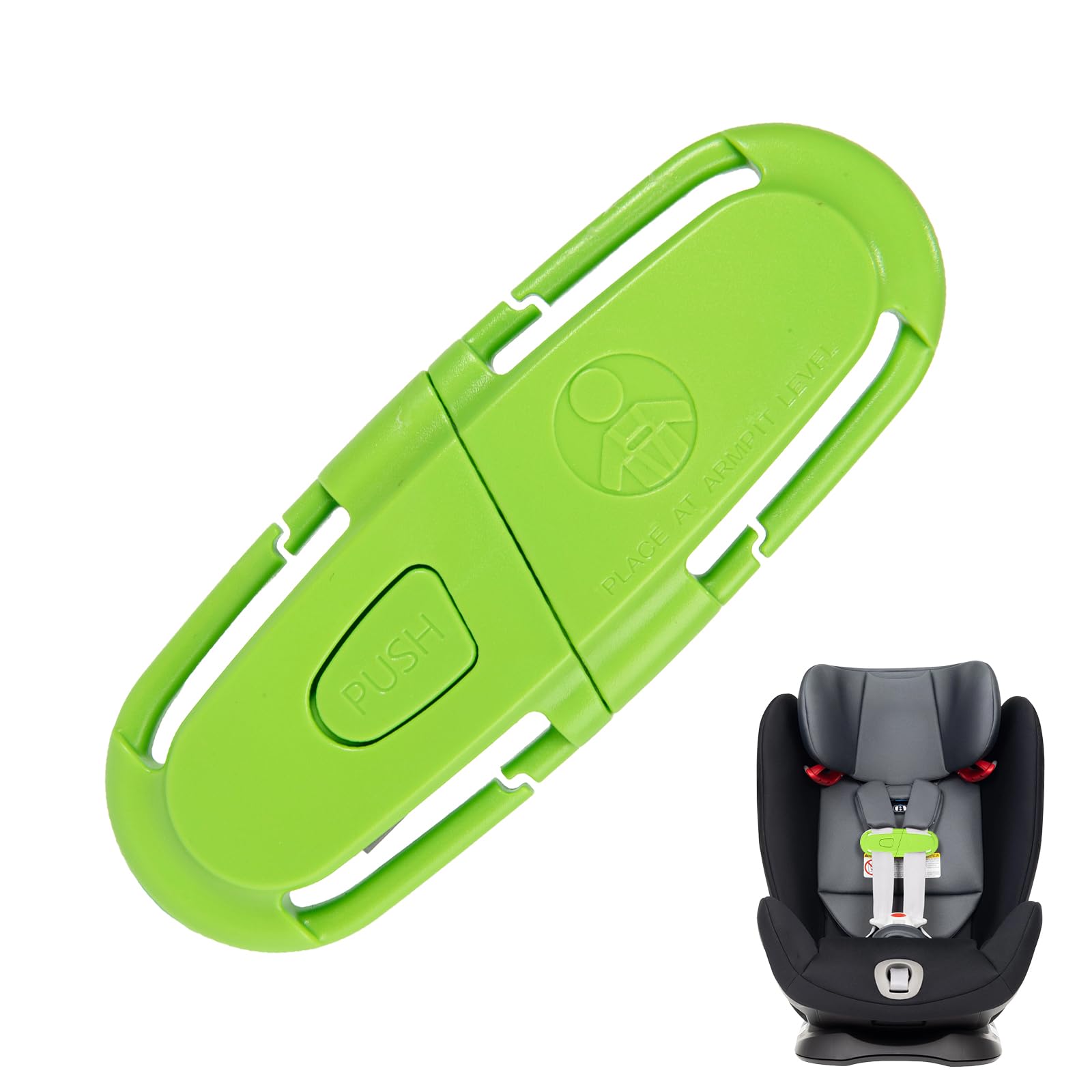 Abschnallschutz Kindersitz (1 Stück) – Sicherheitsclip in 10 verschiedenen Farben erhältlich – Gurtfixierer für Autositz, Kinderwagen & Hochstuhl – Verstellbarer Brustclip (grün)