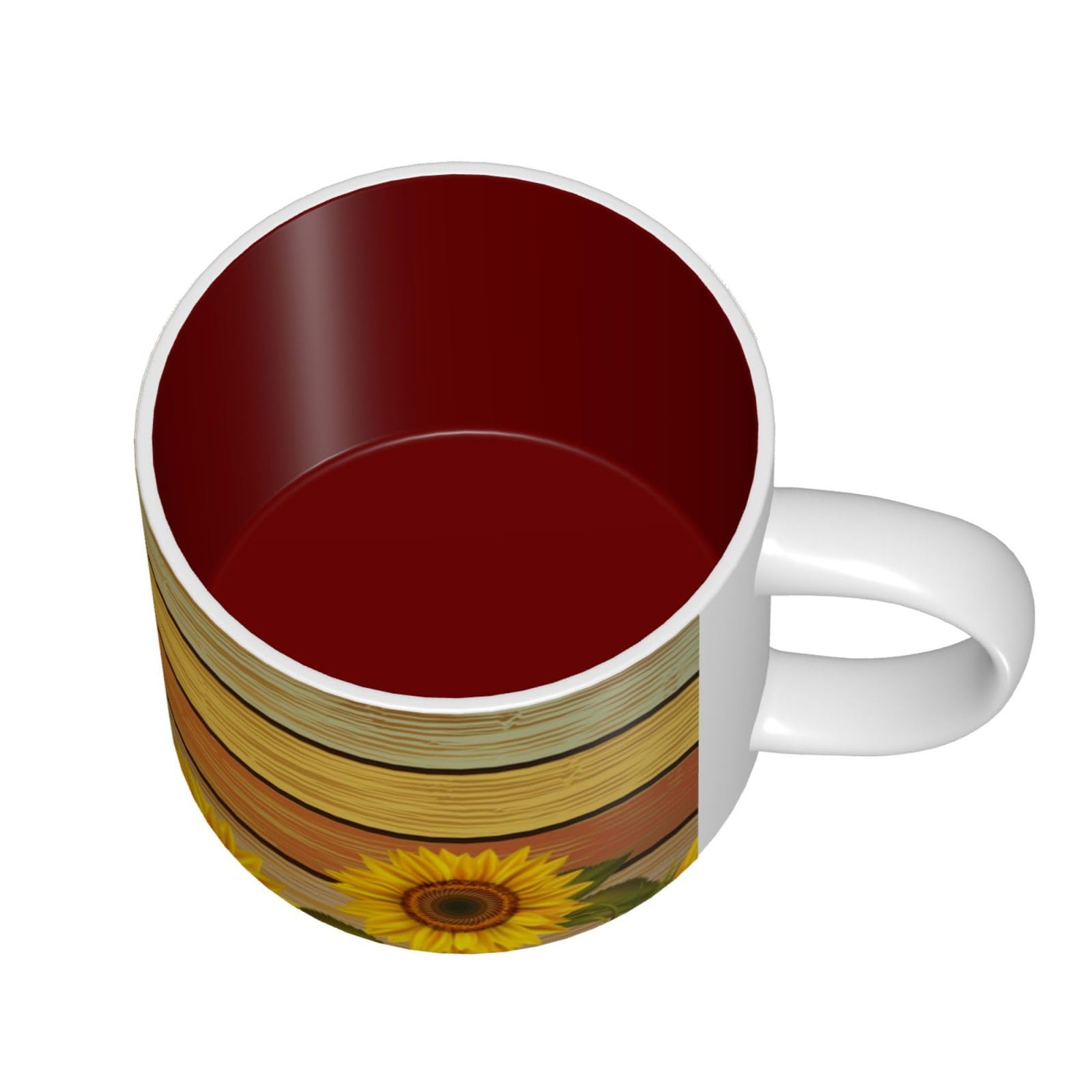 Farbige Holztafel Sonnenblume bedruckt große Kapazität Keramik Tassen Kaffeetasse