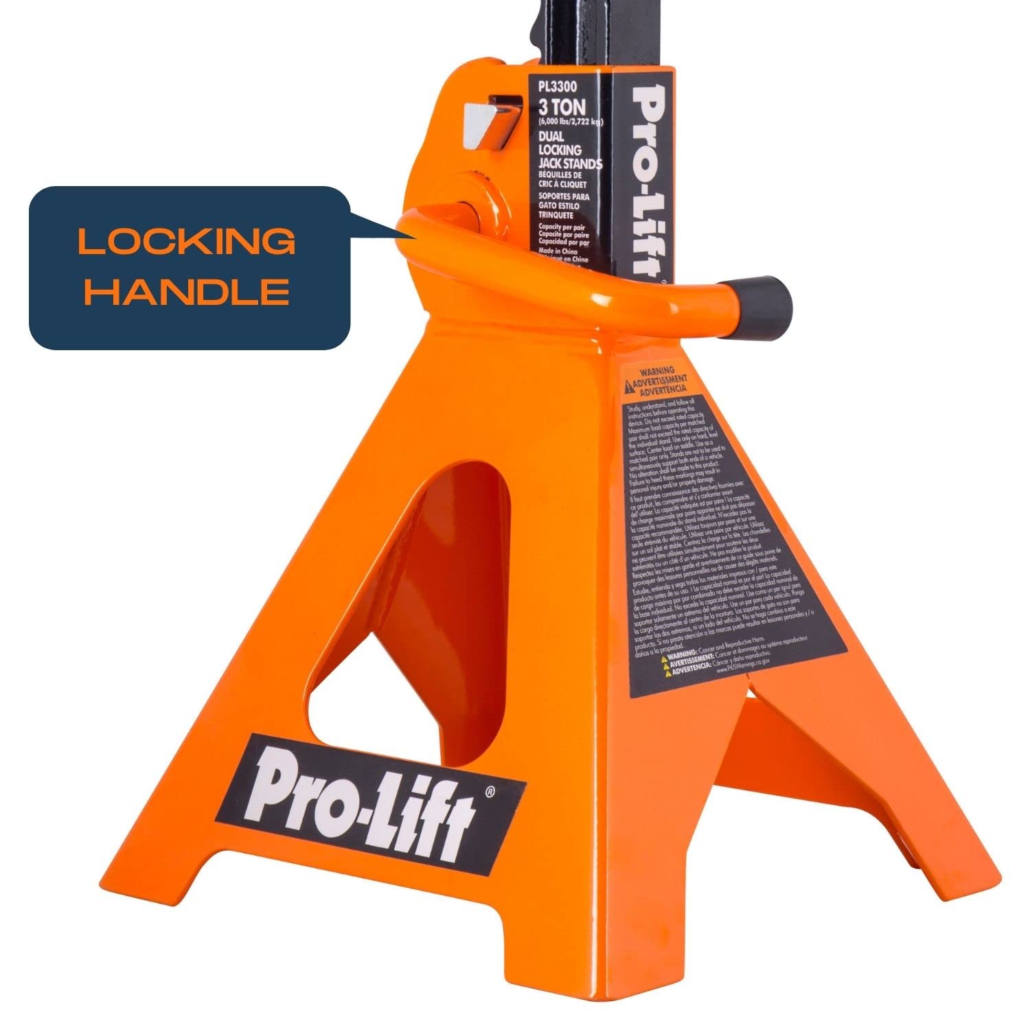 Pro-LifT PL3300 Heavy Duty krik staat voor auto - 3 ton in paar met dubbele pinnen - Handgreepslot en mobiliteitspeld voor extra veiligheid - Geweldig voor autoreparatiewerkplaats thuis, oranje