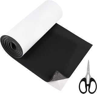 Rubber Adhesive Foam Roller, Self Adhesive Foam 300mm (Width) x 6mm (L) x 1.5m Long), Neoprene Foam Film with Scissors (Black)