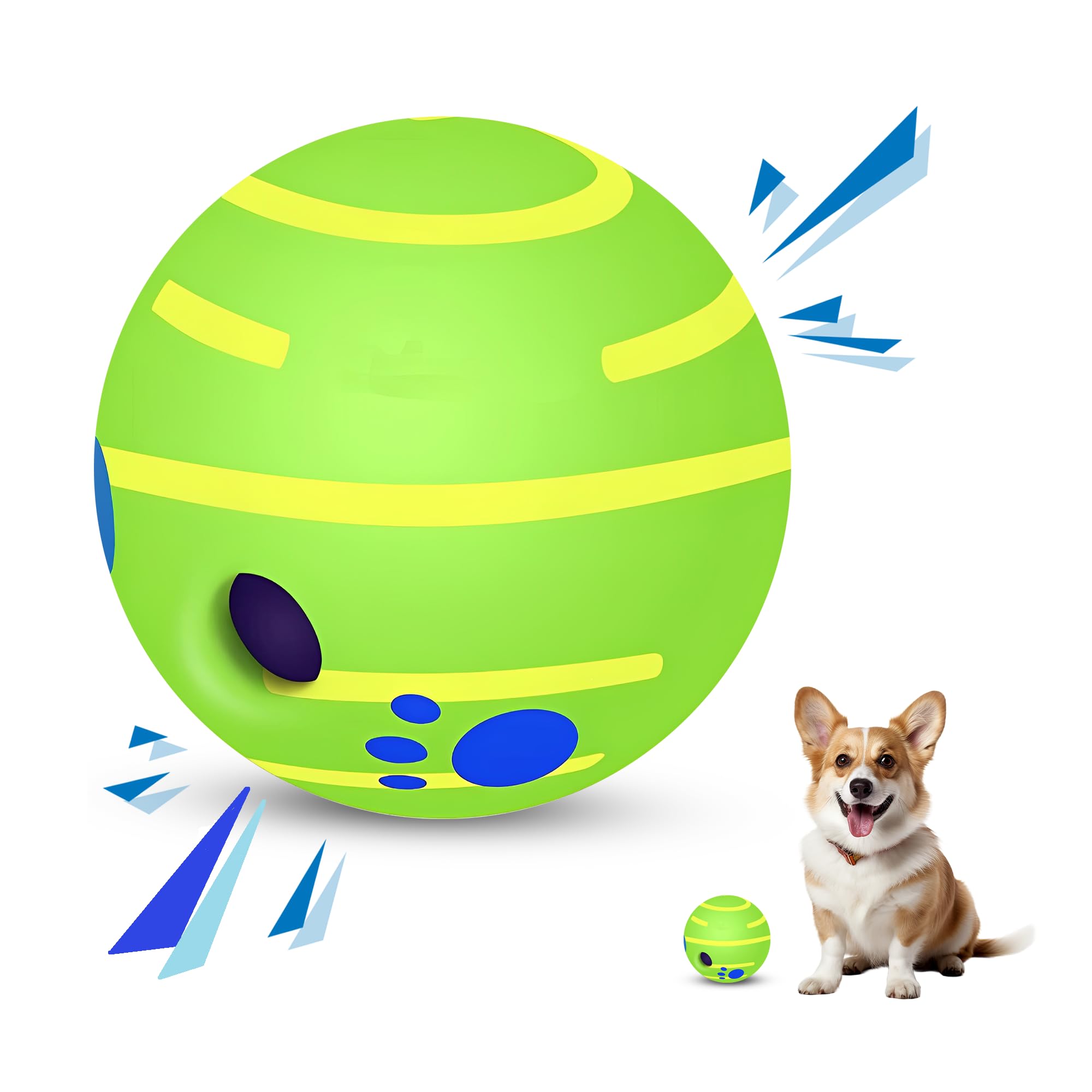 SIKARAAM 7cm Interactive Dog Toys Giggle Ball for Small Breeds Dogs - Durable, Wobble, Squeaky, Funny, Yellow Line, 2.75 inch