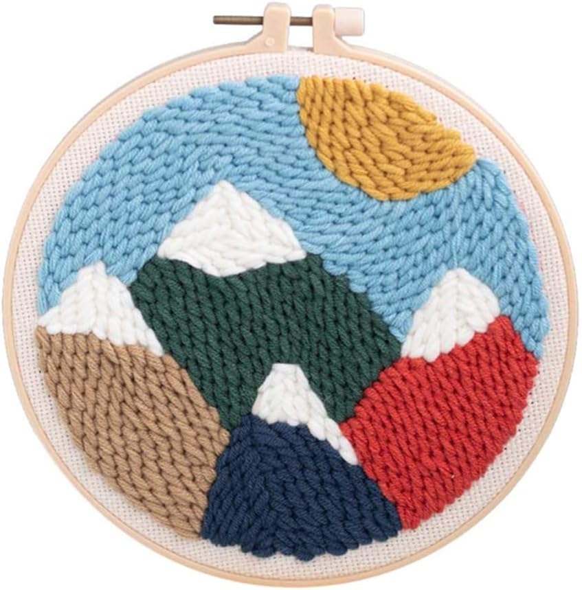 Rug Hook Design Kit, Punch Needle Kit Craft Embroidery Threads Cross Stitch Embroidery Hoop DIY Knitting Sewing Accessory Tools