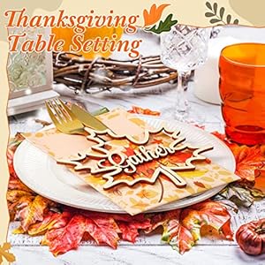 Vicenpal 18 Set Thanksgiving Plate Decor 9 Fall Thankful Cutlery Utensil Holders with 9 Maple Pumpkin Turkey Wood Place Cutouts Sign Gold Grateful Blessed Gather Autumn Table Plate Sign (Maple) Vicenpal 18 Set Thanksgiving Plate Decor 9 Fall Thankful Cutlery Utensil Holders with 9 Maple Pumpkin Turkey Wood Place Cutouts Sign Gold Grateful Blessed Gather Autumn Table Plate Sign Maple