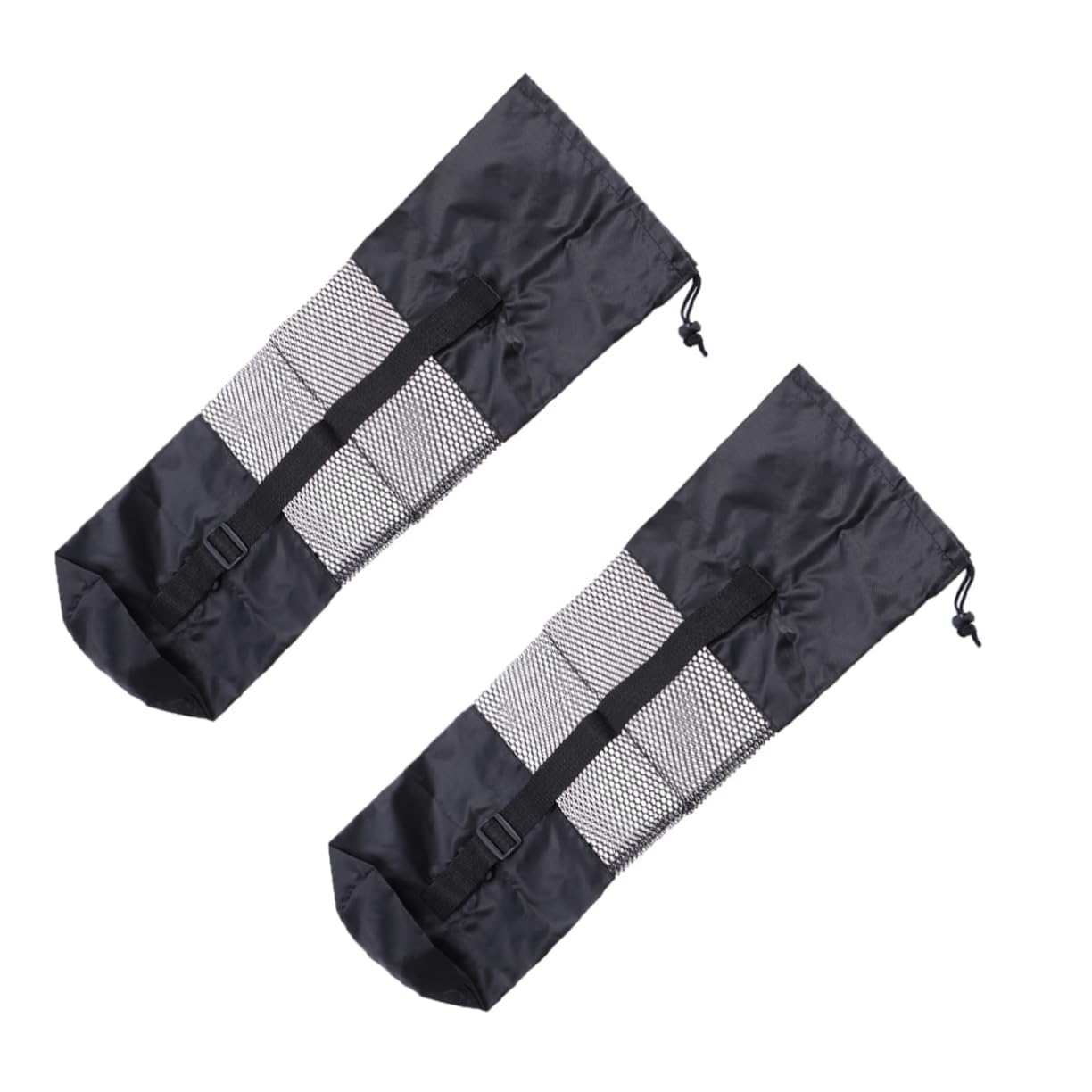 MUSISALY 2Pcs Yoga Mat Storage Bag Sling Carrier for Fitness Mat Breathable Half Mesh Design Large Capacity Tote for Yoga Supplies Black