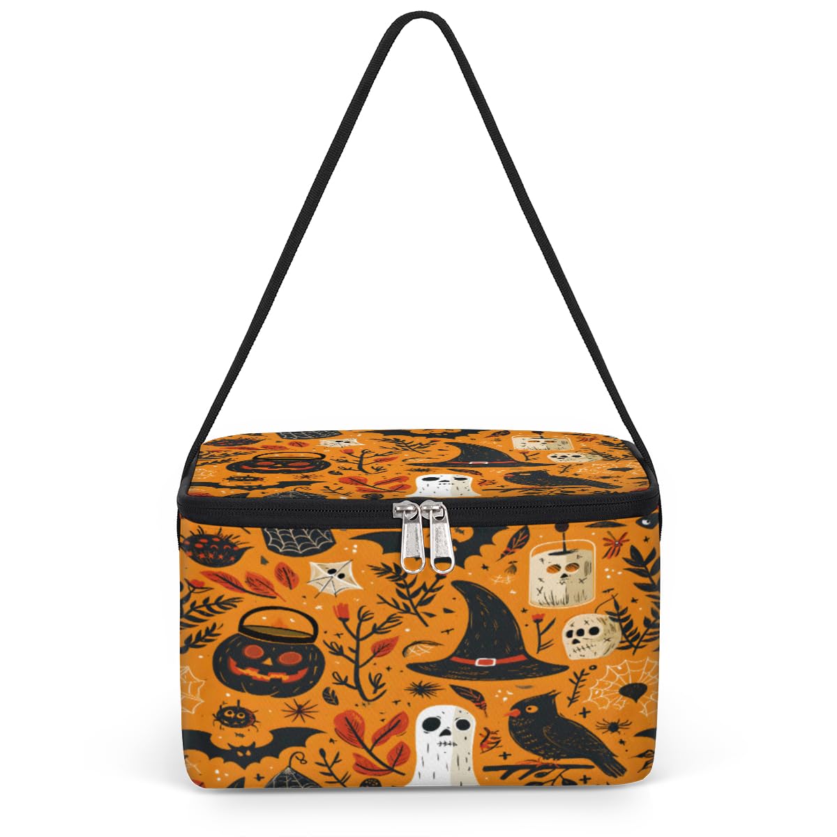 GzLeyigou Halloween Elements Lunch Bags for Women Men 9 Cans, Hot & Cold Food Delivery Bag Insulated Grocery Bag Insulated Lunch Box Cooler Bag for Office Work Picnic Beach