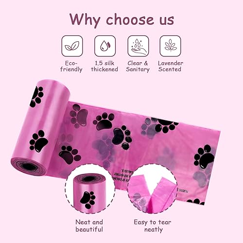 Miniatura 2 de Dispensador de bolsas para excrementos de perro con clip de mosquetón, soportes para bolsas de excremento de perro para correas, incluye 1 rollo (15