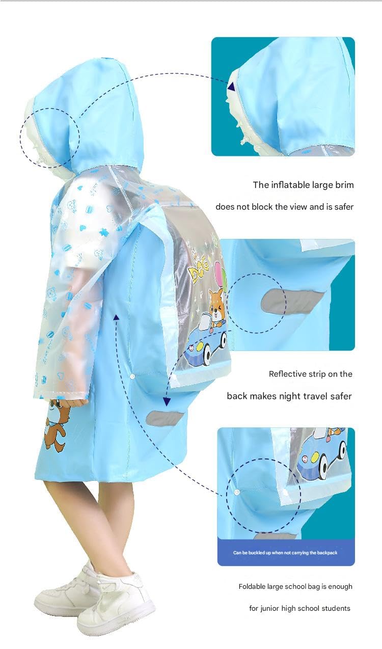 BRATS N BEAUTY® - Kids Boys Girls Full Sleeve Hooded PVC Raincoat – Waterproof Graphic Print Design, Durable & Colorful Outdoor Playwear - Image 2 thumbnail