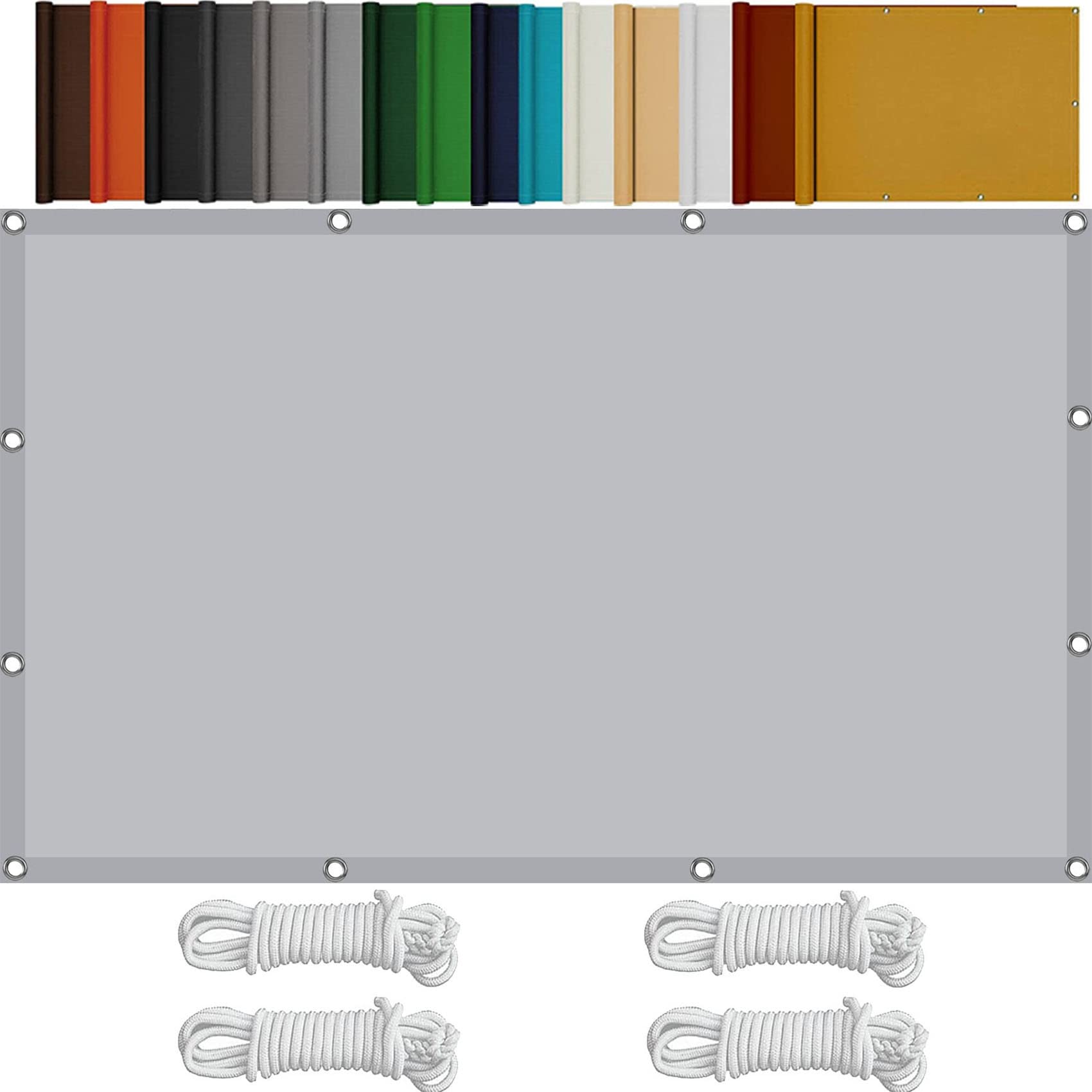 Voile d'ombrage rectangulaire contre le vent et chaleur forte gris