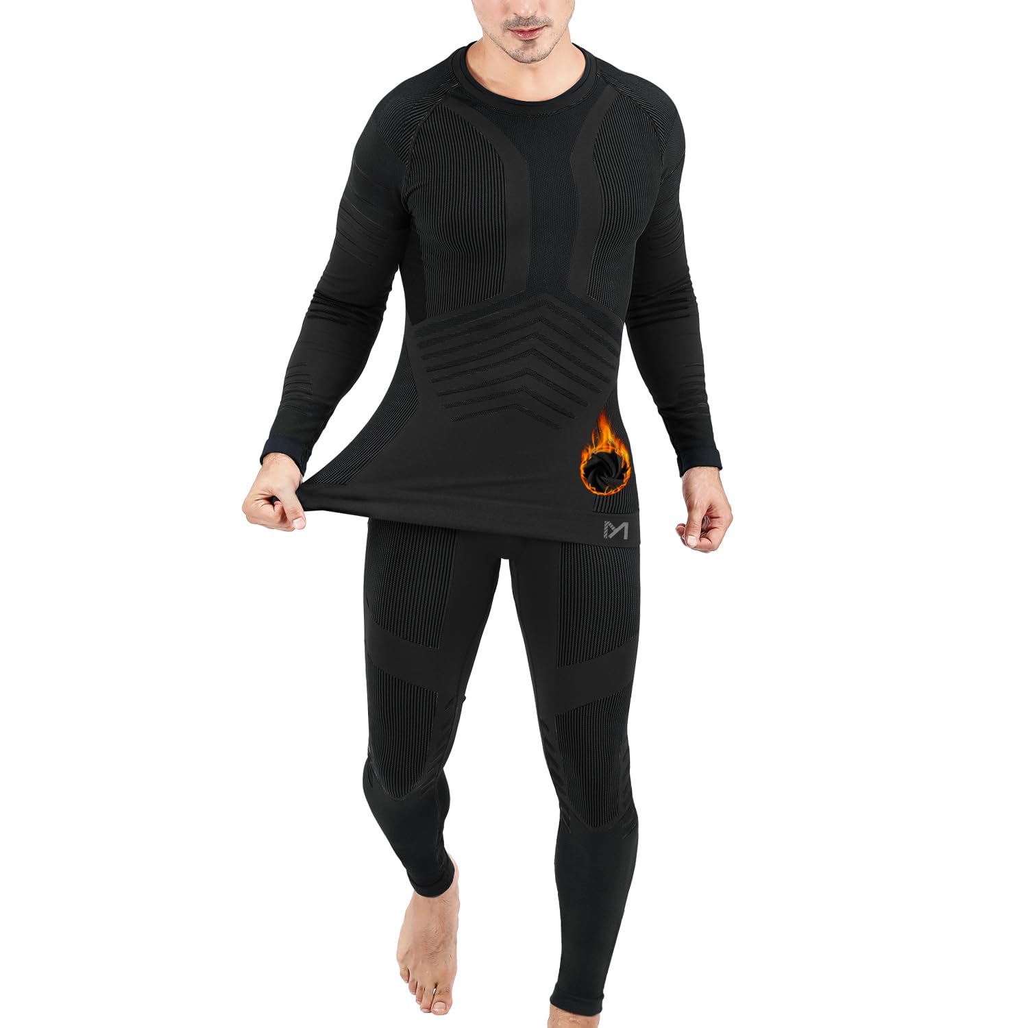 Men’s Thermal Underwear Set, Compression Base Layer Sports Long Johns Fleece Lined Winter Gear Running Skiing-picture-58