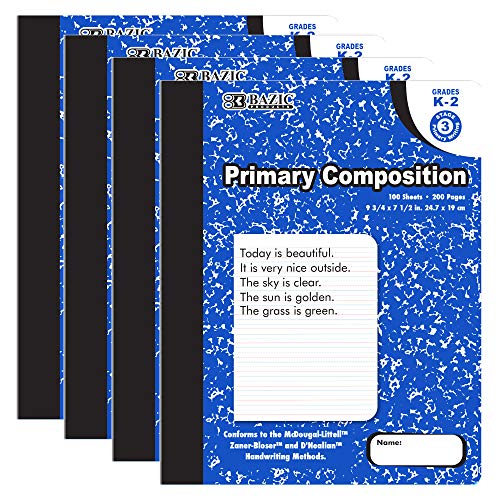 BAZIC Products Primary Journal Composition Notebook Blue Marble, 100 Sheet