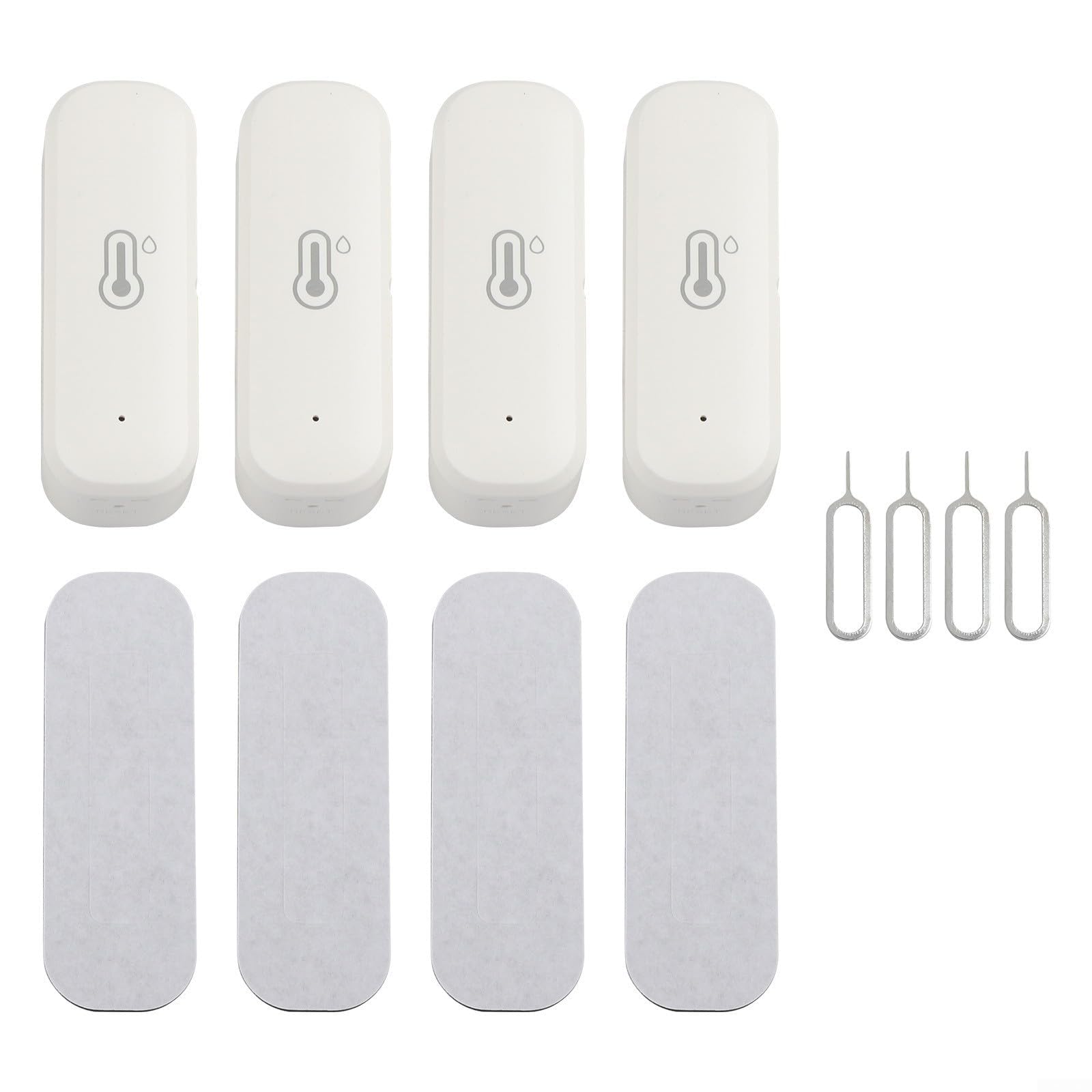 Lot de 4 capteurs de température et d'humidité d'intérieur sans fil Zigbee avec alertes à distance et fonctions d'assistant vocal