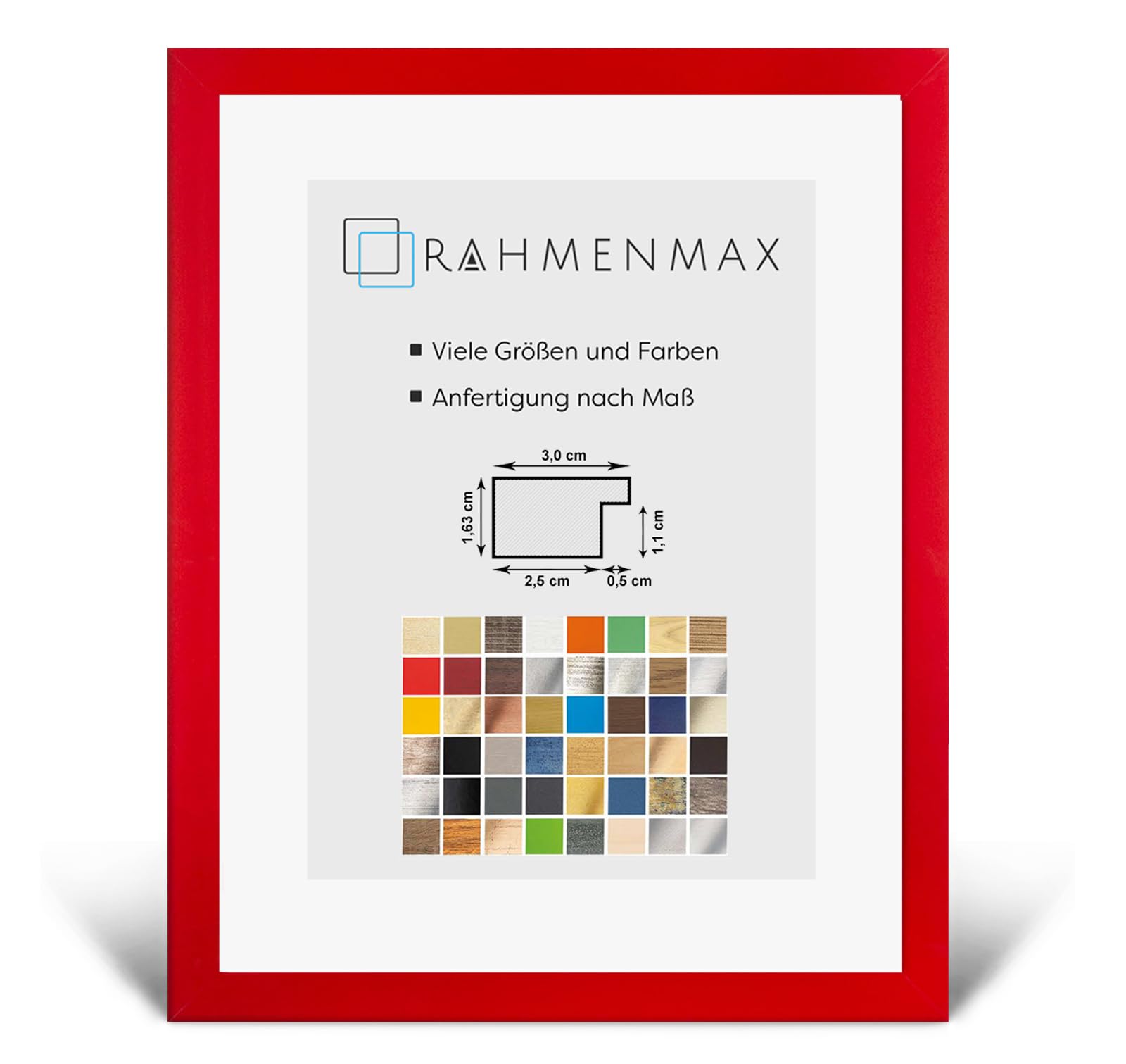 PuzzelMax - Cornice portafoto con puzzle, 70 x 100 cm, rosso pomodoro, 100 x 70 cm, con vetro sintetico trasparente