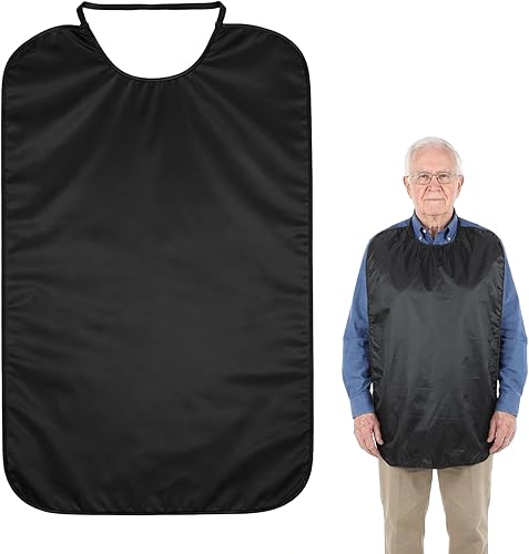 TIESOME 1 babero para adultos, babero elástico de doble capa para adultos de 28 x 17 pulgadas, reutilizable, impermeable, lavable, babero de