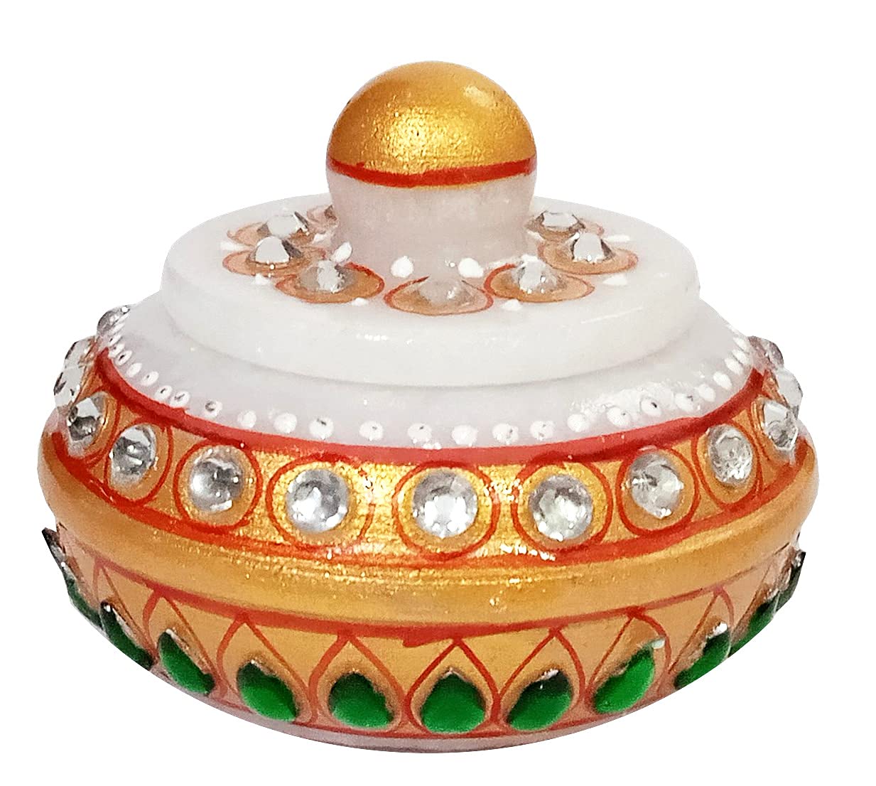 Purpledip Marble Decorative Box: Small Box For Sindoor/Kumkum, Prasadam, Or Rings, Small Jewelery Items, Use as Ring Proposal Box (12352) - Image 2 thumbnail