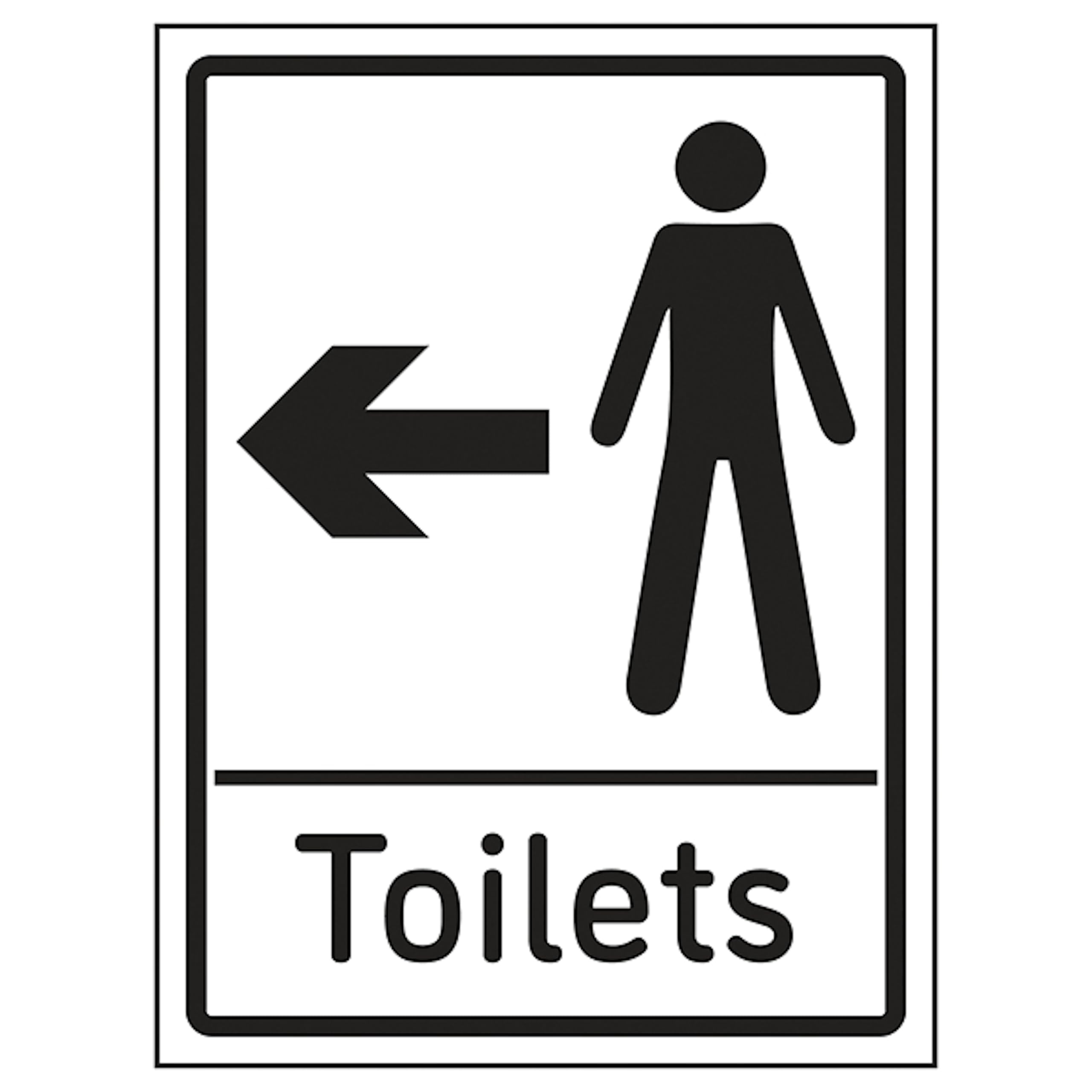 V Safety Mens Toilets Arrow Left 150 x 200mm - 2mm Rigid Plastic Safety Sign